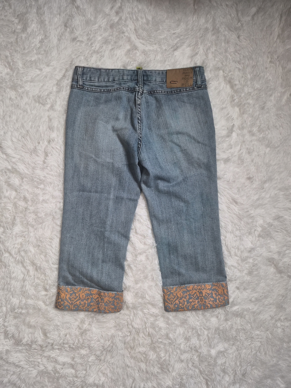 Vintage Y2K Dollhouse Jeans Cropped Capri Wave Wash Size 7 Cuffed Spring Summer - Picture 10 of 12
